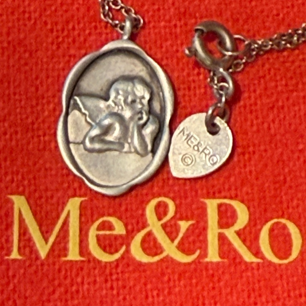 WOW POSHMARK Authentic NWOT Me&Ro Sterling Silver Angel Pendant Necklace & pouch - Picture 2 of 16